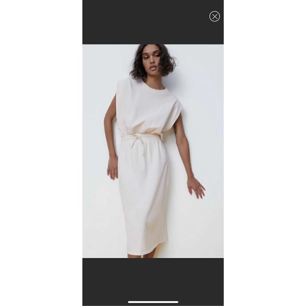 Zara Cream MIDI Dress with Drawstring small New with
